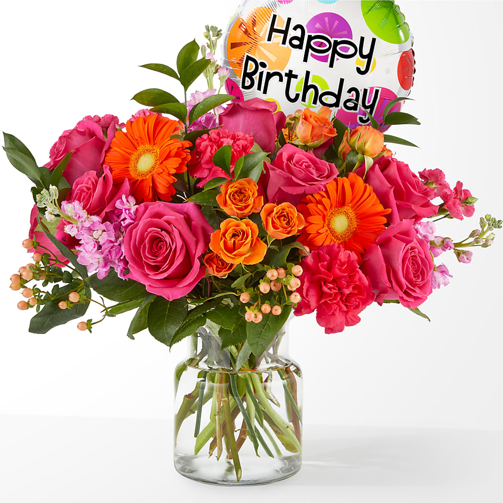 Fiesta Bouquet with Birthday Balloon – Floreria Mexico #3, Torrance CA