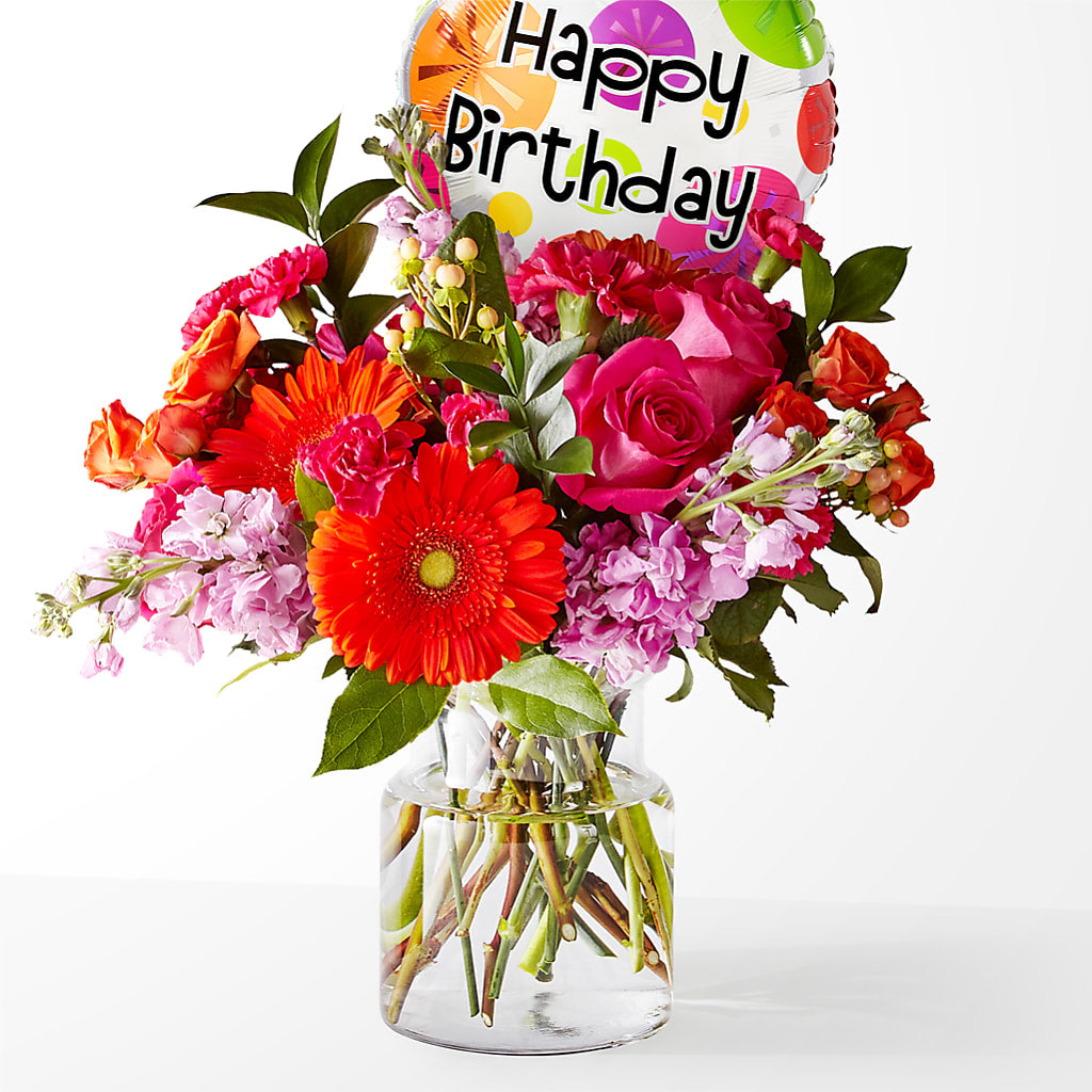 Fiesta Bouquet with Birthday Balloon – Floreria Mexico #3, Torrance CA
