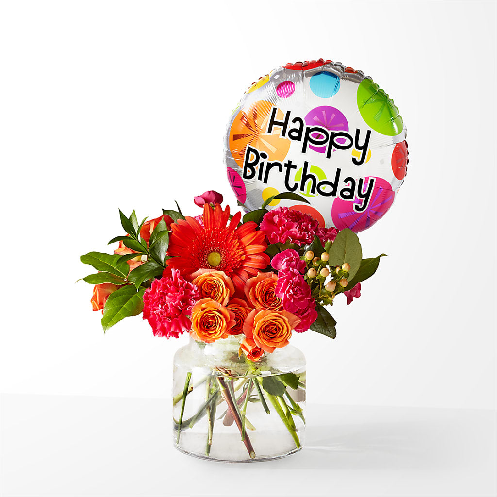 Fiesta Bouquet with Birthday Balloon – Floreria Mexico #3, Torrance CA