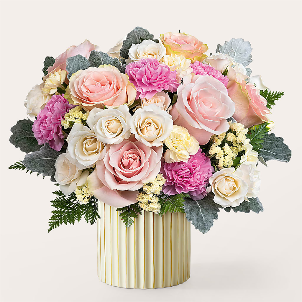 Blissful Moments Bouquet with Ivory Vase – Floreria Mexico #3, Torrance CA