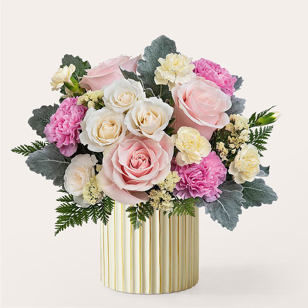 Blissful Moments Bouquet with Ivory Vase – Floreria Mexico #3, Torrance CA