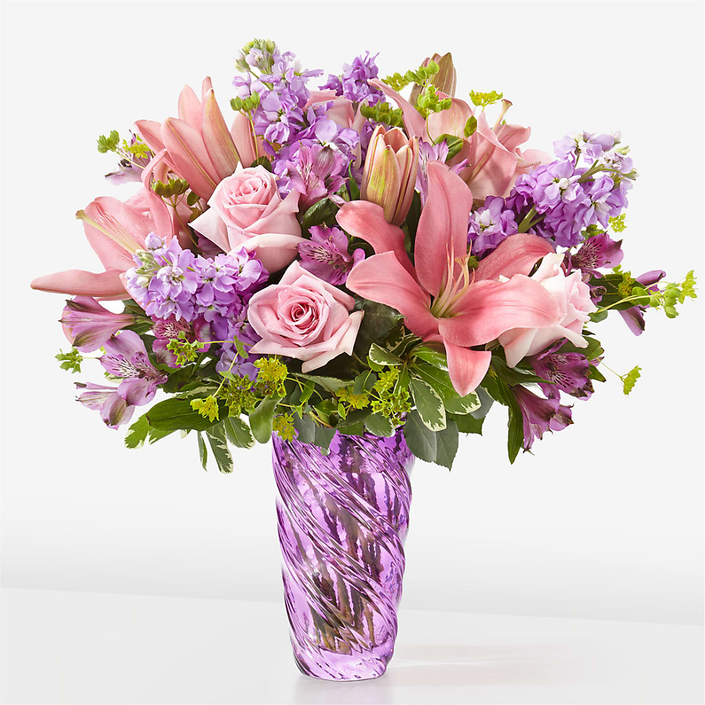 Precious Petals Bouquet with Luxe Swirl Vase – Floreria Mexico #3, Torrance CA