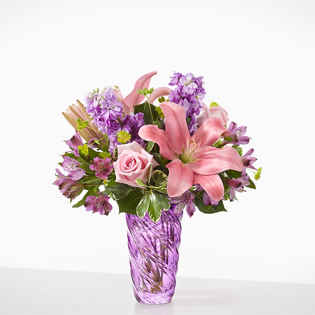 Precious Petals Bouquet with Luxe Swirl Vase – Floreria Mexico #3, Torrance CA