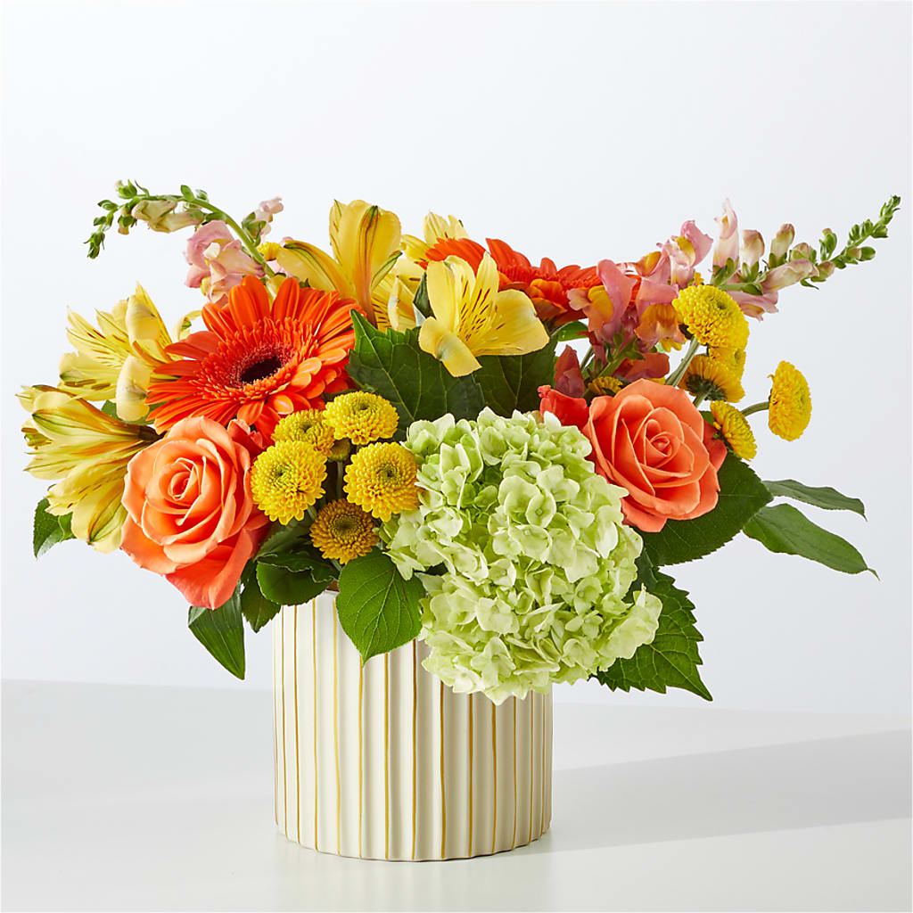 Autumn Sunshine Bouquet with Ivory Vase –  Floreria Mexico #3, Torrance CA