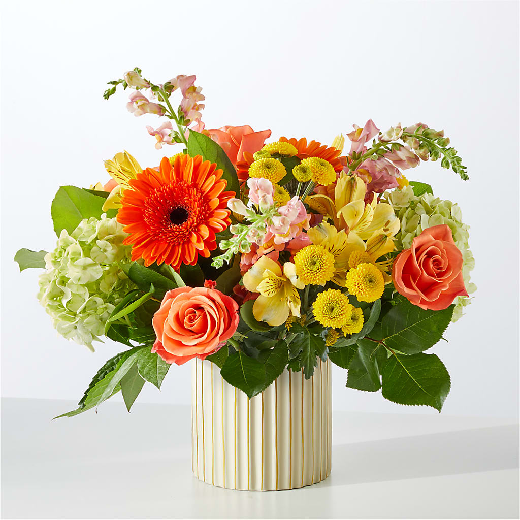 Autumn Sunshine Bouquet with Ivory Vase –  Floreria Mexico #3, Torrance CA