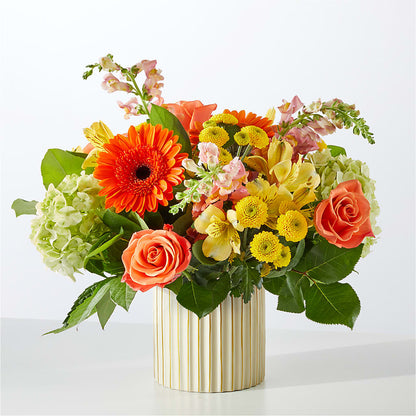 Autumn Sunshine Bouquet with Ivory Vase –  Floreria Mexico #3, Torrance CA
