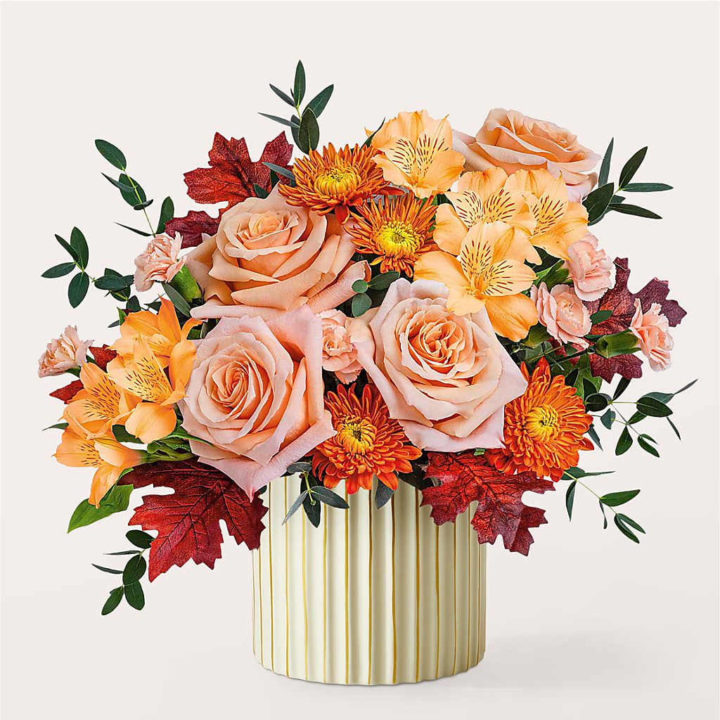 Spiced Latte Bouquet with Ivory Vase –  Floreria Mexico #3, Torrance CA