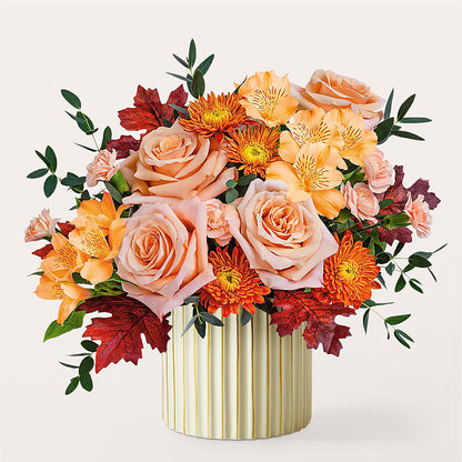Spiced Latte Bouquet with Ivory Vase –  Floreria Mexico #3, Torrance CA