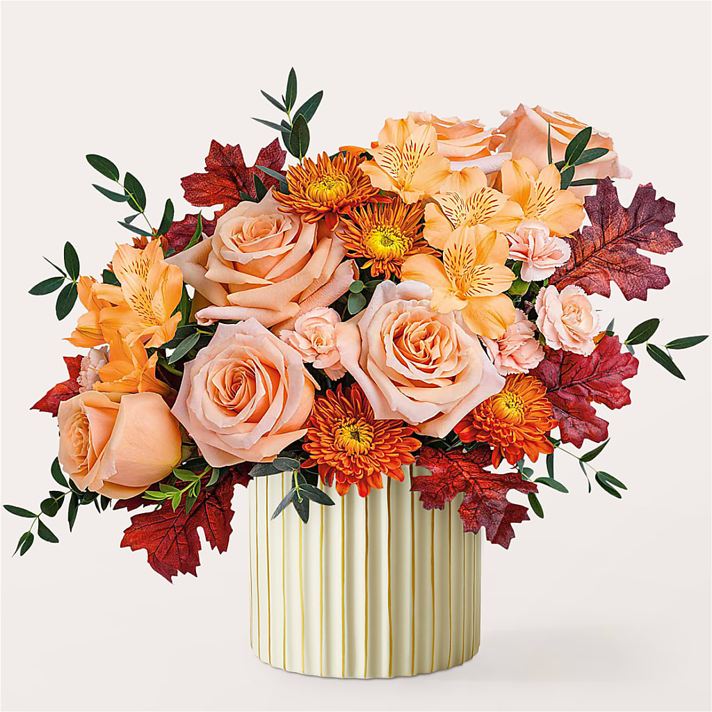 Spiced Latte Bouquet with Ivory Vase –  Floreria Mexico #3, Torrance CA
