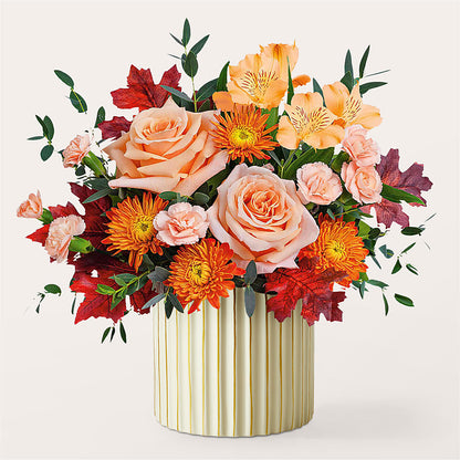 Spiced Latte Bouquet with Ivory Vase –  Floreria Mexico #3, Torrance CA