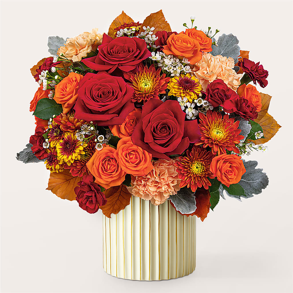Merlot Bouquet with Ivory Vase –  Floreria Mexico #3, Torrance CA
