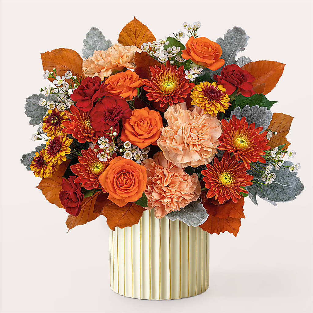 Merlot Bouquet with Ivory Vase –  Floreria Mexico #3, Torrance CA